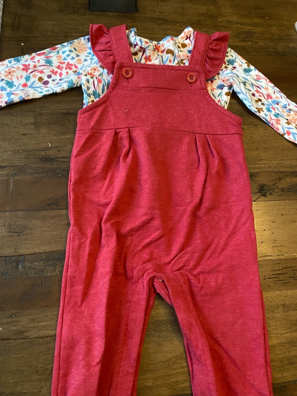 Carter's Red Ruffle-Shoulder Knit Overalls